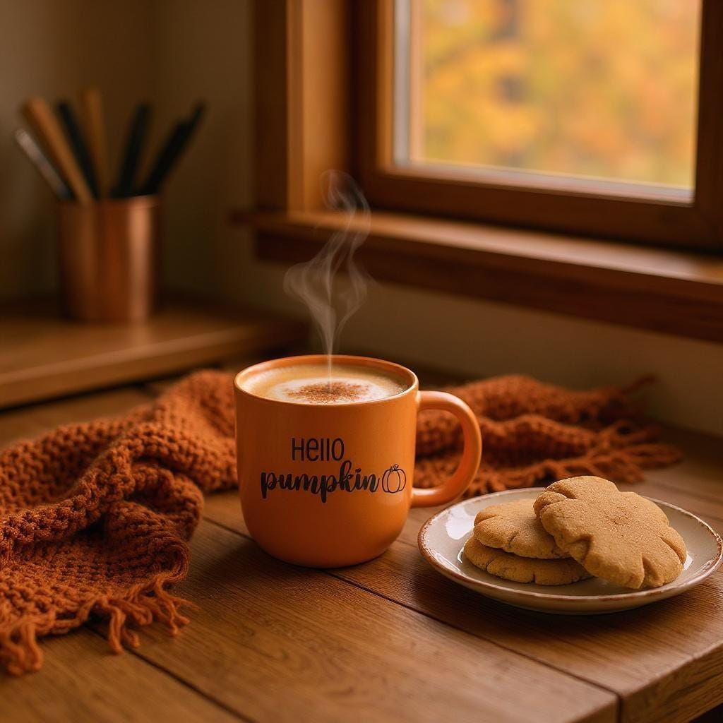 Hello pumpkin autumn cosy mug 