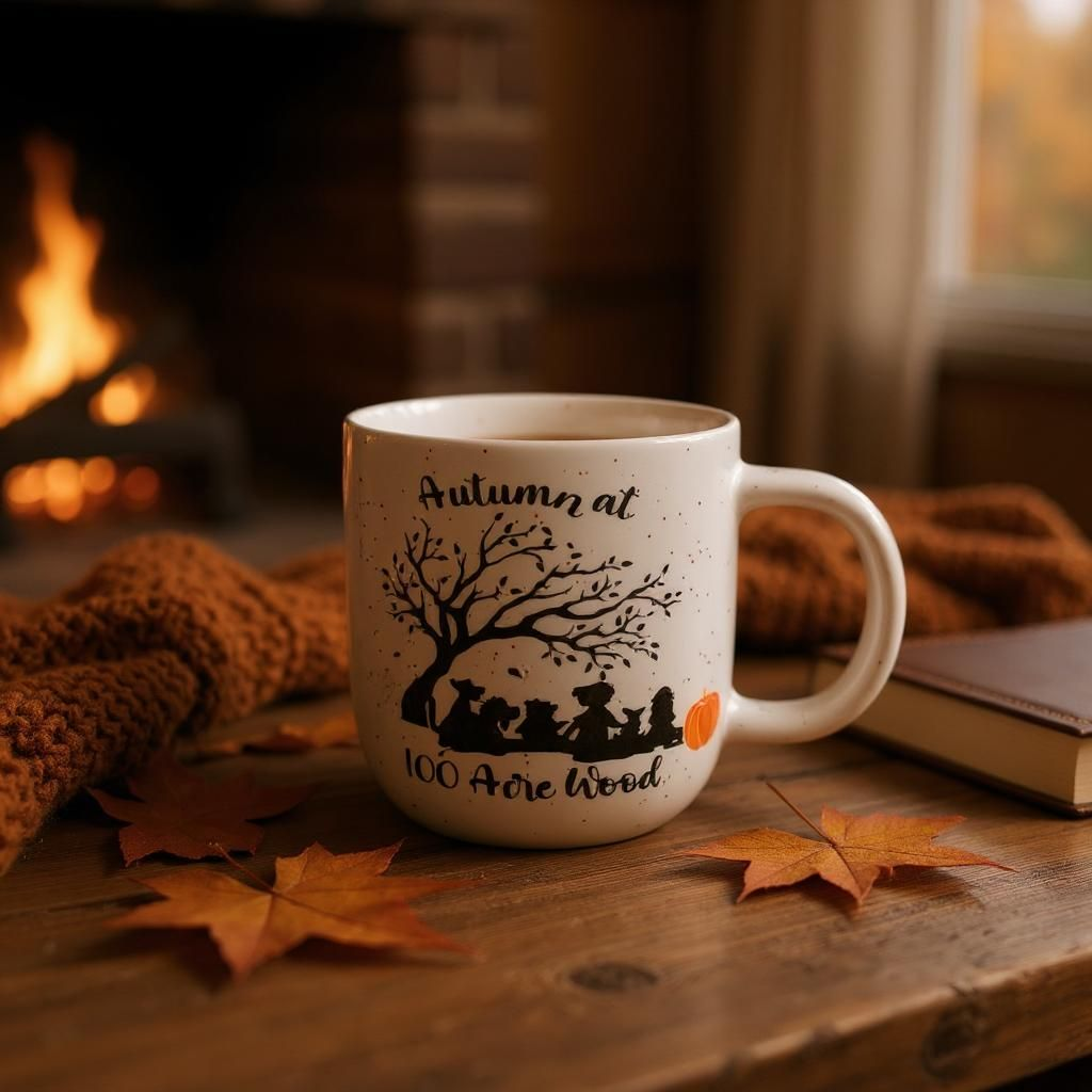 Autumn at 100 acre wood Winnie the Pooh inspired Mug 